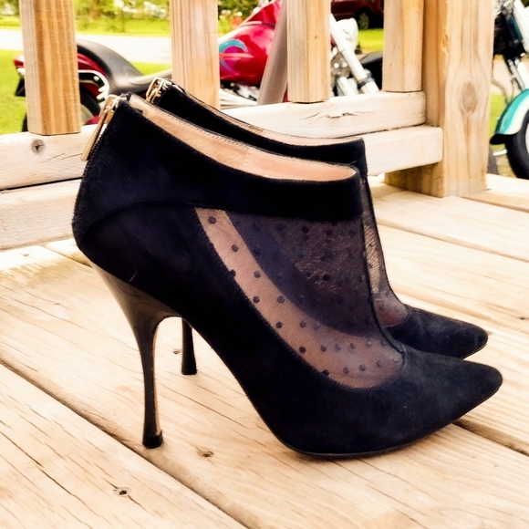 ** Lucy Choi London** Padstow Mesh-Paneled Suede Ankle Bootie. Size 37 - Picture 7 of 16